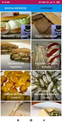 Recetas Bocadillos sándwiches android App screenshot 4