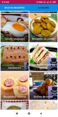 Recetas Bocadillos sándwiches android App screenshot 5