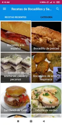 Recetas Bocadillos sándwiches android App screenshot 6